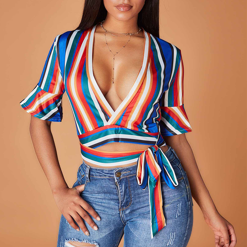 

Lovely Casual Striped Multicolor T-shirt, Multi