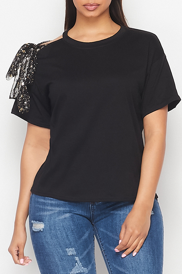 

Lovely Casual Basic Black T-shirt