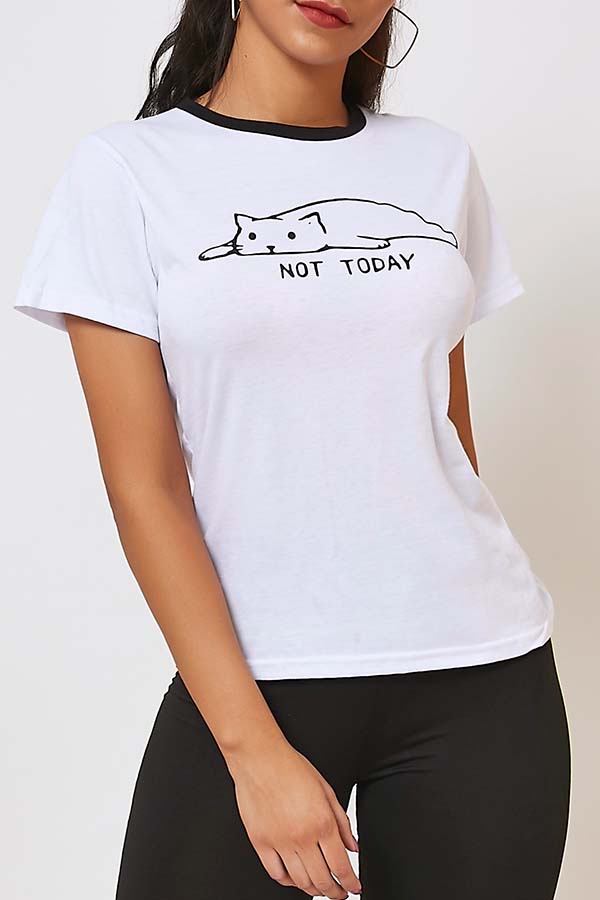 

Lovely Casual Print White T-shirt