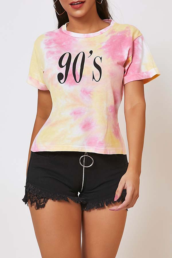 

Lovely Casual Tie-dye Multicolor T-shirt, Multi