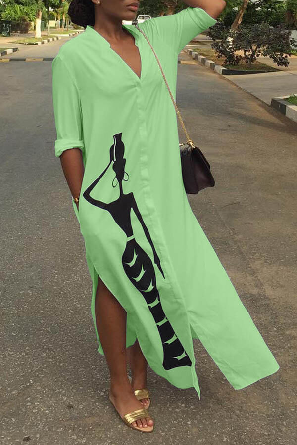 

Lovely Casual Print Green Ankle Length Dress