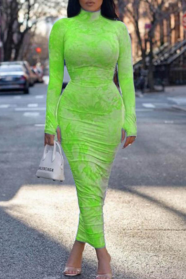 

Lovely Stylish Basic Skinny Green Ankle Length Dress
