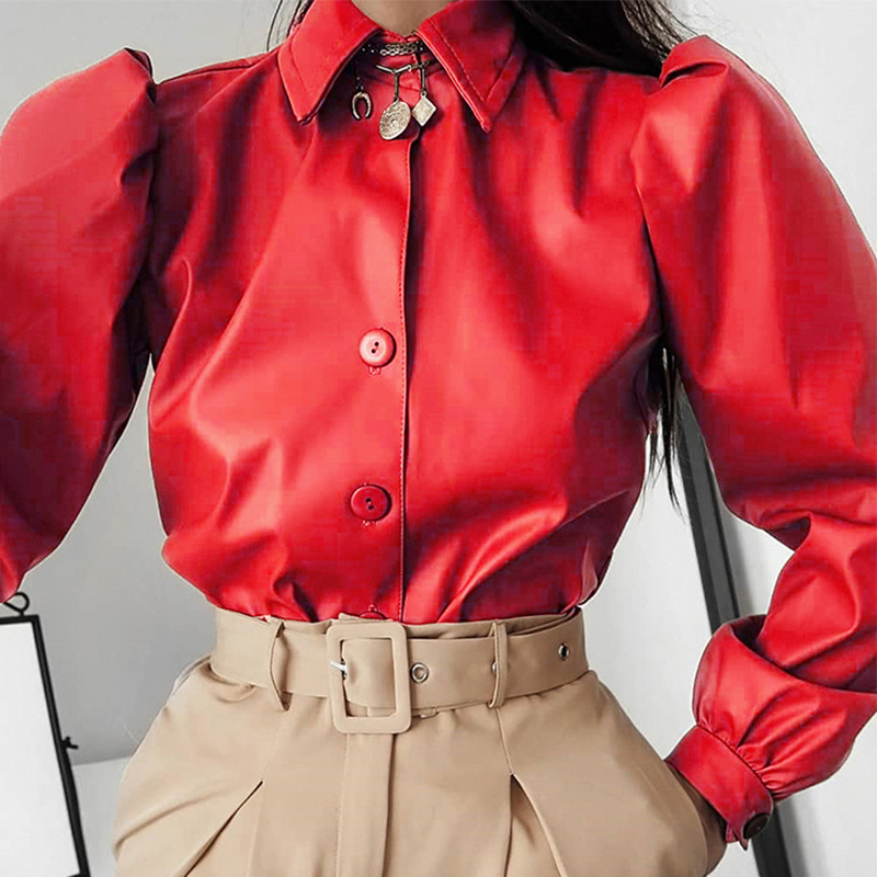 

Lovely Trendy Buttons Design Red Blouse