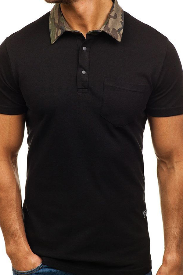 

Lovely Casual Buttons Design Black T-shirt