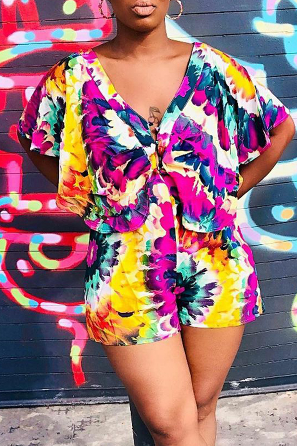 

Lovely Bohemian Print Multicolor One-piece Romper, Multi