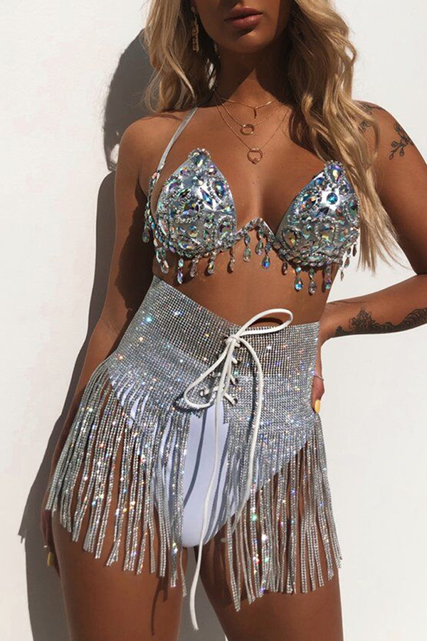 

Lovely Tassel Design Silver Cover-Up