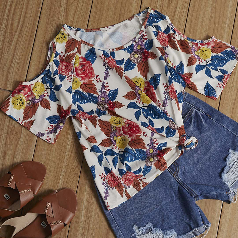 

Lovely Casual Plants Print Multicolor T-shirt, Multi