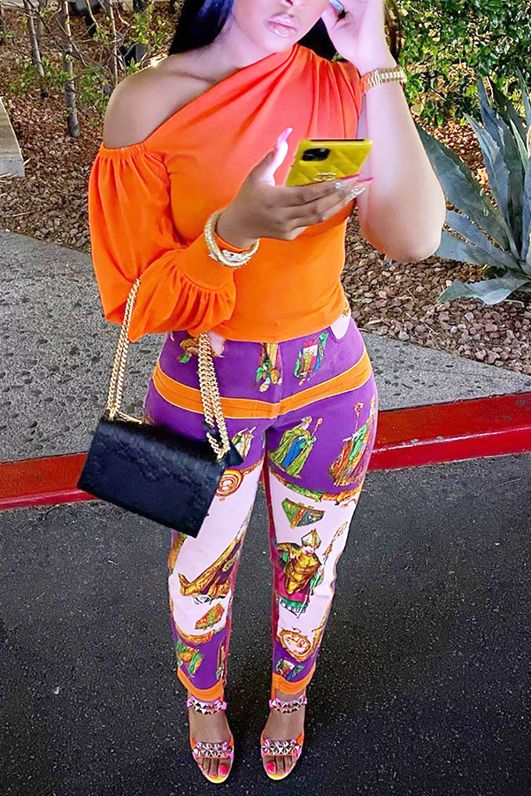 

Lovely Leisure Print Multicolor Two-piece Pants Set, Multi
