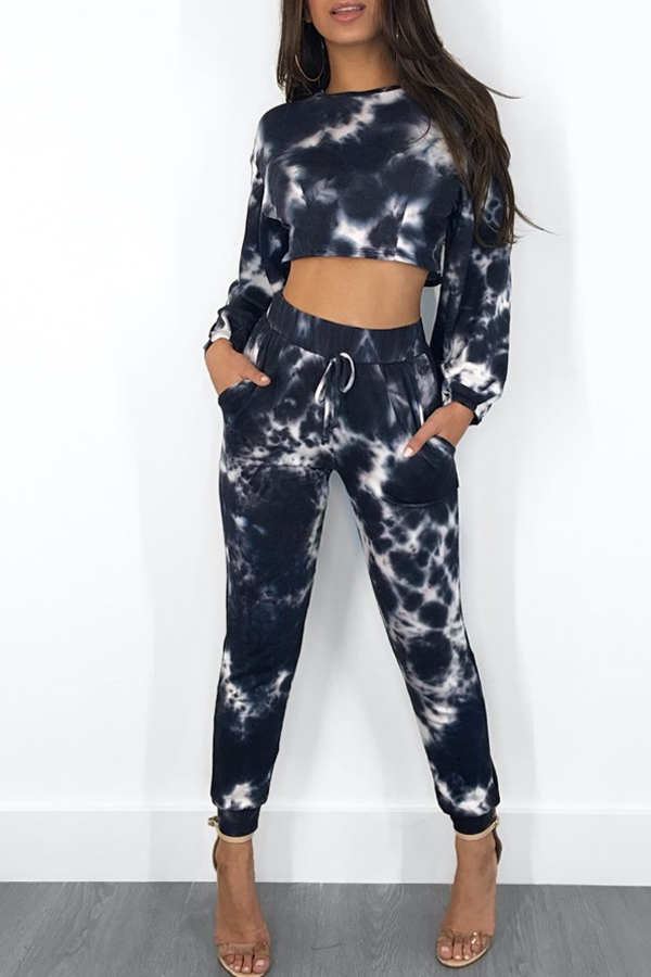 

Lovely Stylish Tie-dye Black Loungewear