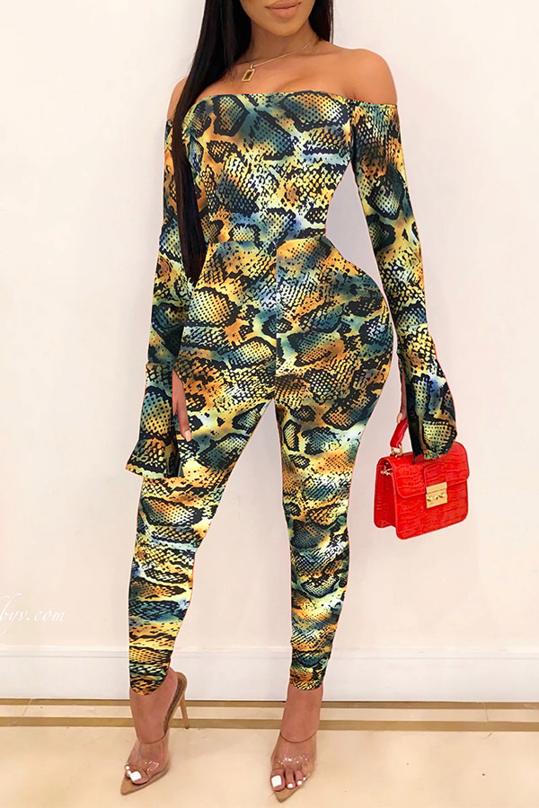 

Lovely Trendy Print Green One-piece Jumpsuit
