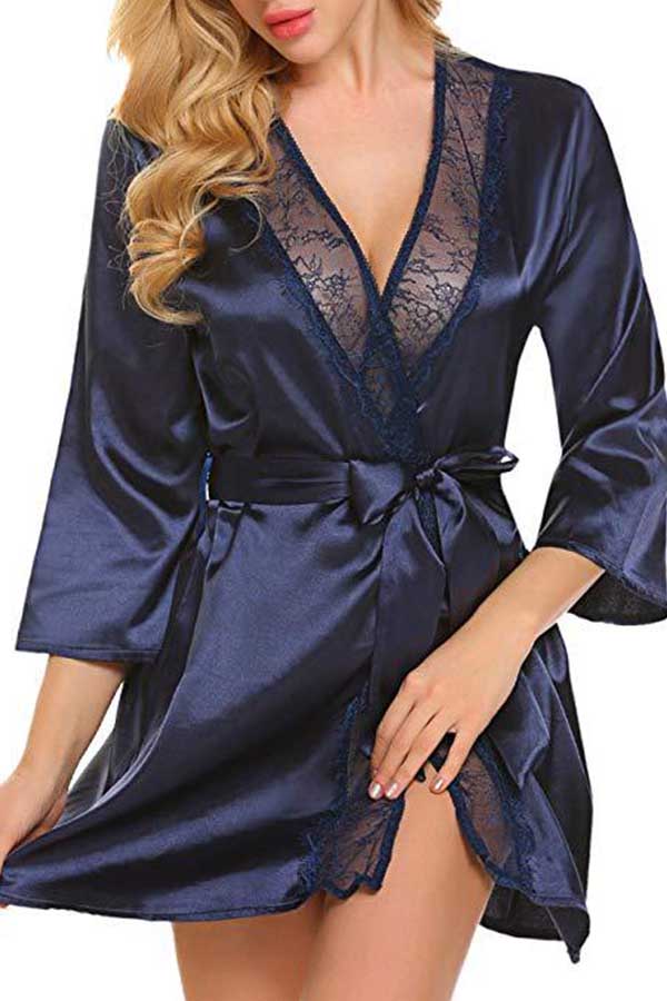 

Lovely Sexy Lace-up Blue Babydolls