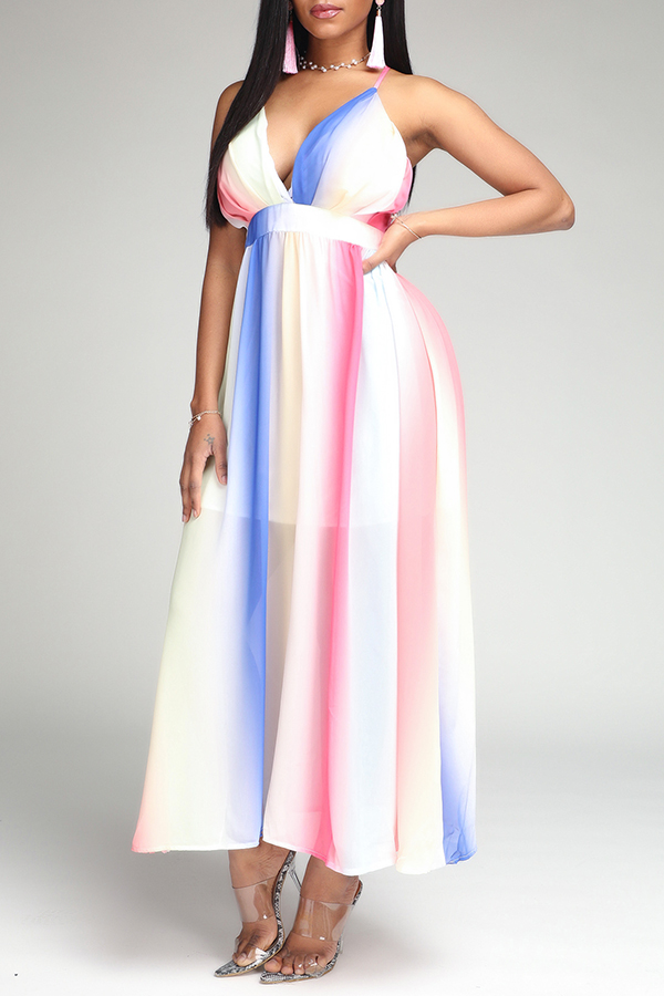 

Lovely Bohemian Print Multicolor Maxi Dress, Multi