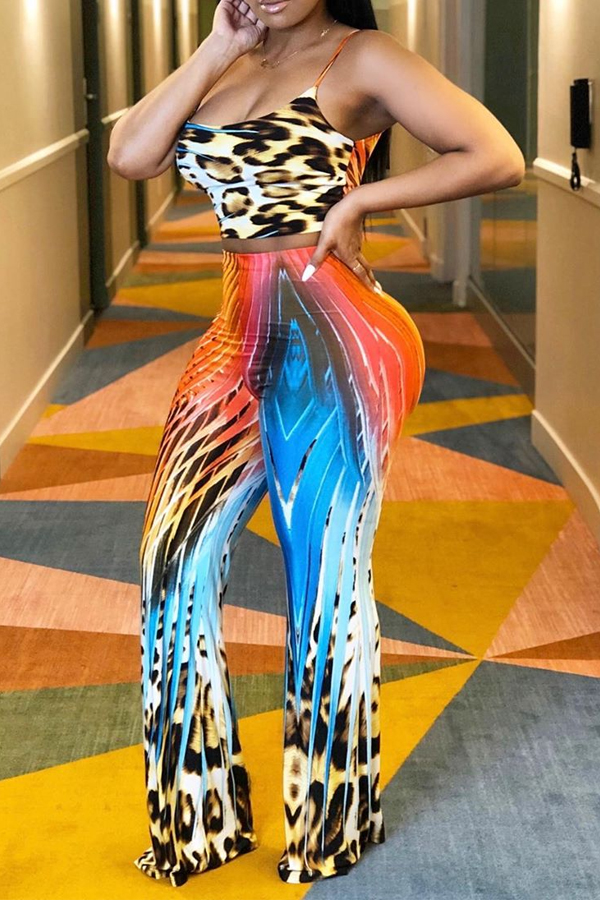 

Lovely Stylish Leopard Print Two-piece Pants Set