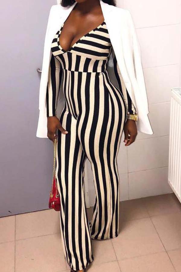 

Lovely Leisure Striped Blue One-piece Jumpsuit