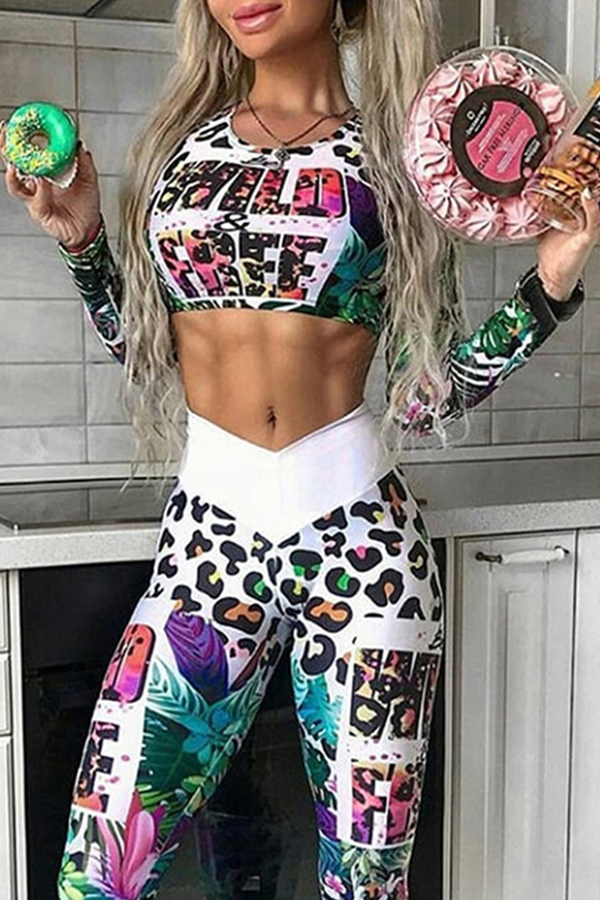 

Lovely Sportswear Print Multicolor Two-piece Pants Set, Multi
