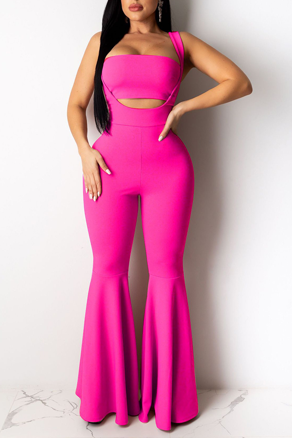 

Lovely Sexy Hollow-out Rose Red Two-piece Pants Set