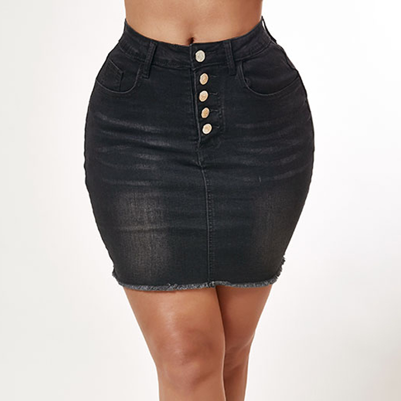 

Lovely Trendy Buttons Design Black Skirt