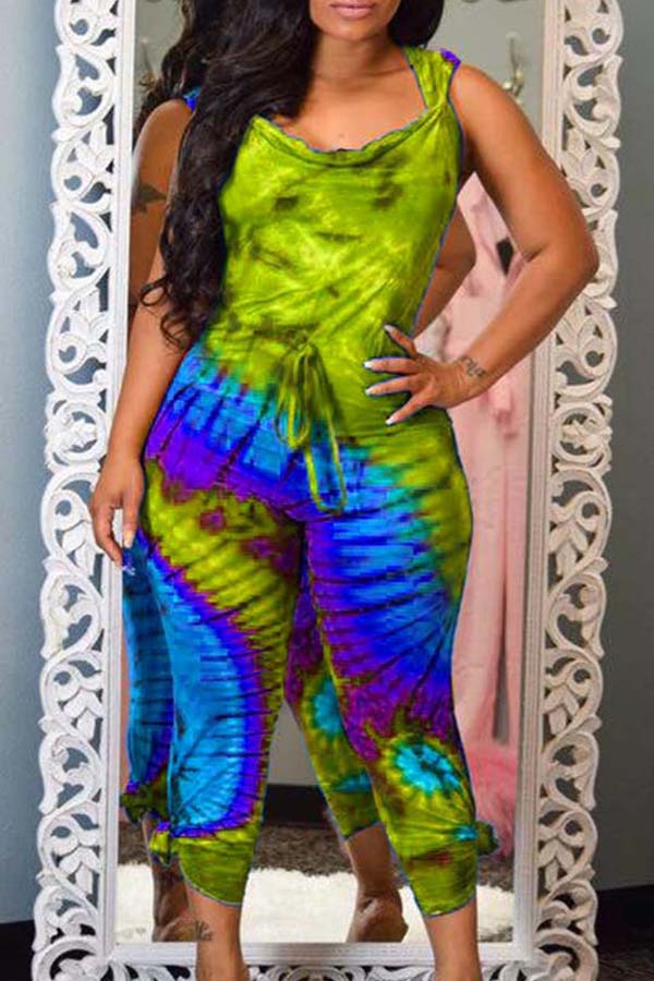 

Lovely Bohemian Print Green One-piece Jumpsuit