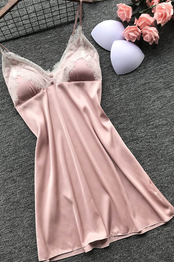 

Lovely Stylish Patchwork Light Pink Sleepwear