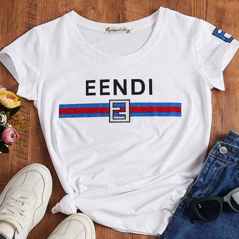 

Lovely Leisure O Neck Print White T-shirt