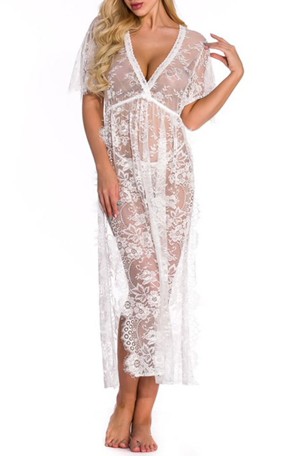 

Lovely Sexy Lace See-through White Gowns