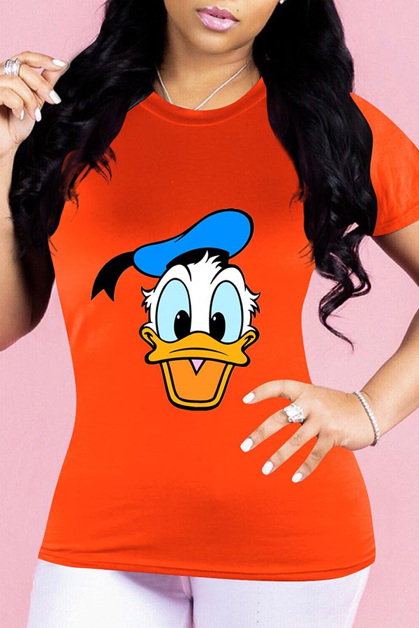 

Lovely Casual Cartoon Print Croci T-shirt