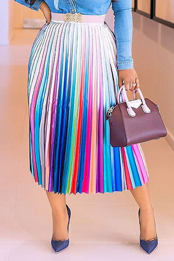 Lovely Casual Print Silver Skirt
