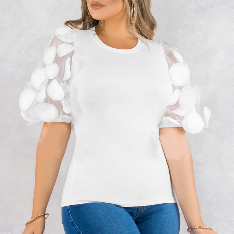 

Lovely Leisure Patchwork White T-shirt