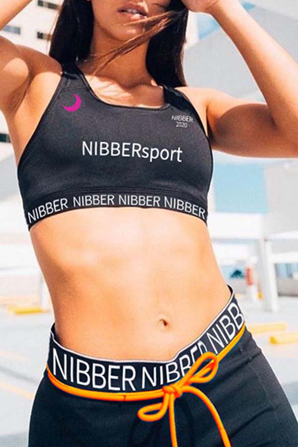 

Lovely Sportswear Letter Print Black Two-piece Pants Set