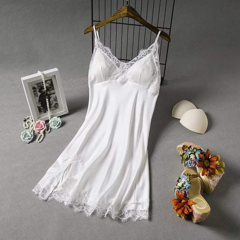 

Lovely Sexy Lace Hem White Sleepwear