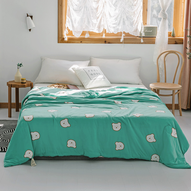 

Lovely Cosy Cartoon Print Azure Green Blanket