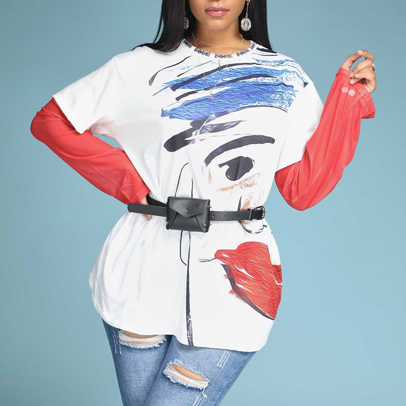 Lovely Casual O Neck Print White T-shirt