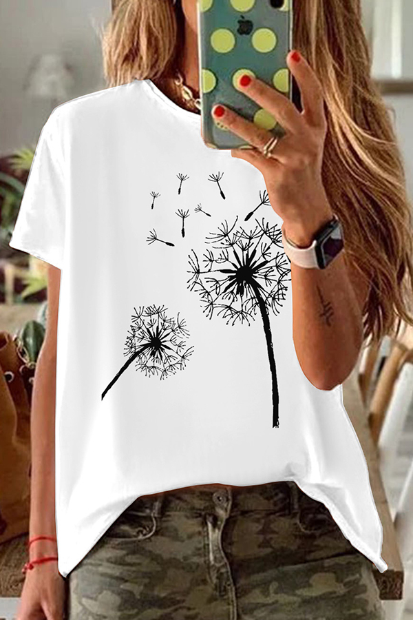

Lovely Leisure O Neck Print WhiteT-shirt, White
