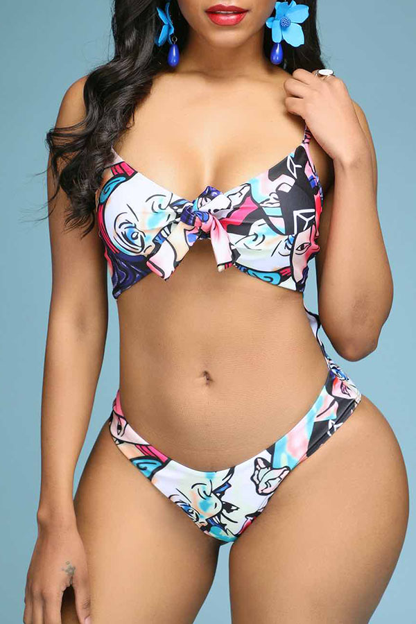 

Lovely Print Multicolor Two-piece Swimsuit, Multi