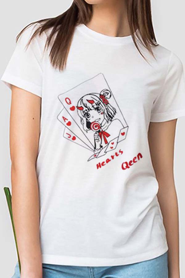 

Lovely Leisure O Neck Cartoon Print White Plus Size T-shirt