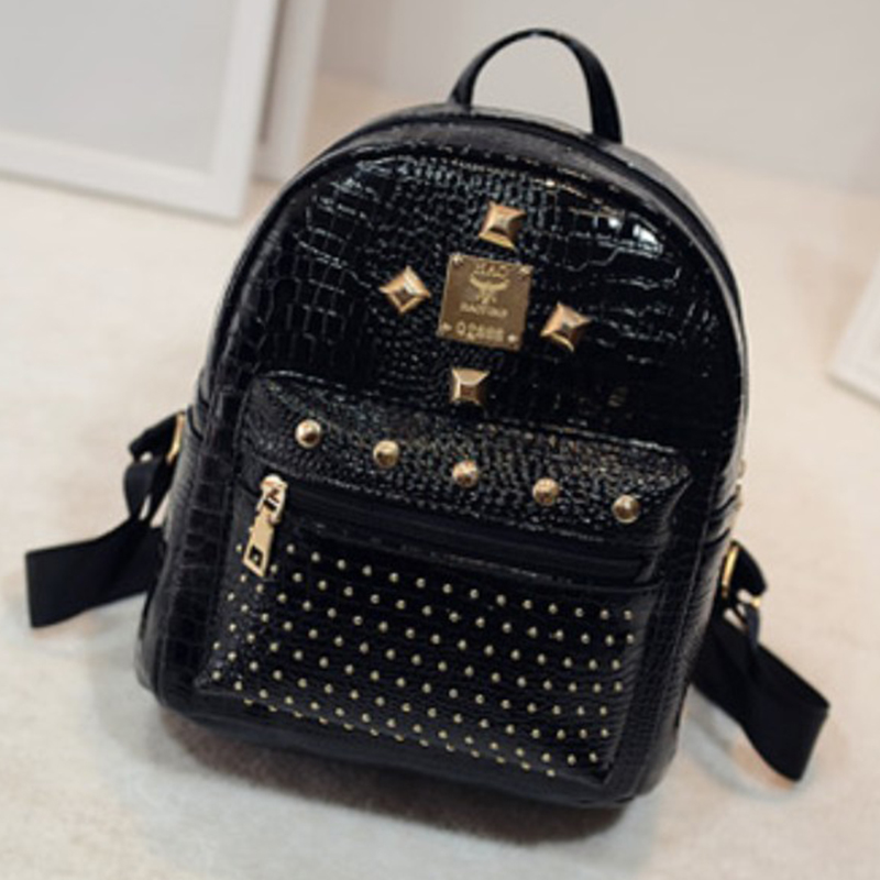 

Lovely Stylish Rivet Decorative Black Backpack