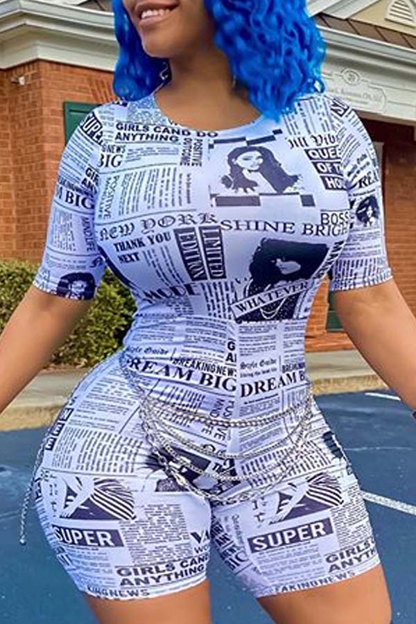 

Lovely Leisure Print White One-piece Romper