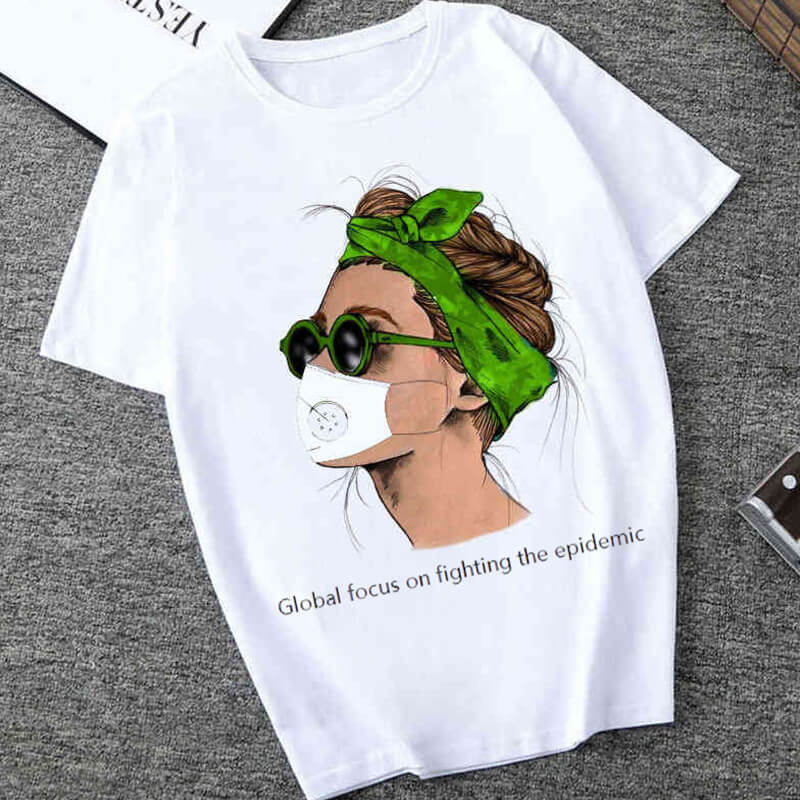 

LW Casual O Neck Cartoon Print White T-shirt