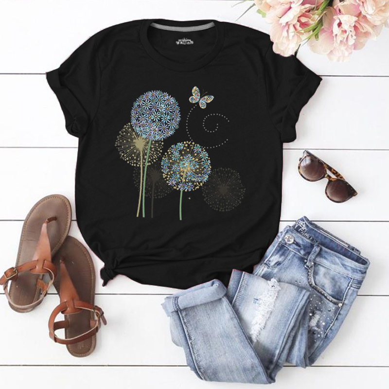 

Lovely Leisure O Neck Print Black T-shirt