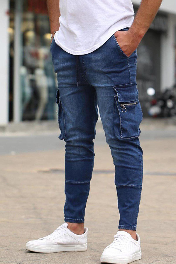 

Lovely Trendy Pocket Patched Blue Jeans