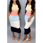Lovely Casual Striped Multicolor Mid Calf Dress