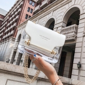 Lovely Trendy Chain Strap White Crossbody Bag