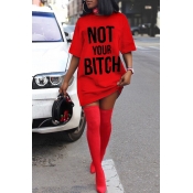 Lovely Casual Letter Red Mini Dress