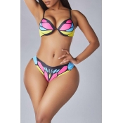 Lovely Print Multicolor Bathing Suit Two-piece Swi