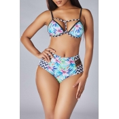 Lovely Hollow-out Multicolor Bathing Suit Two-piec