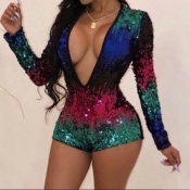 Lovely Casual Deep V Neck Multicolor One-piece Rom