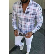 Lovely Casual Grid Print White Shirt