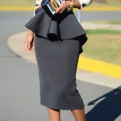 Lovely Stylish Flounce Design Black Skirt