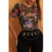 Lovely Street See-through Black T-shirt