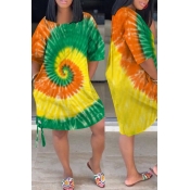 Lovely Casual Print Green Knee Length Dress
